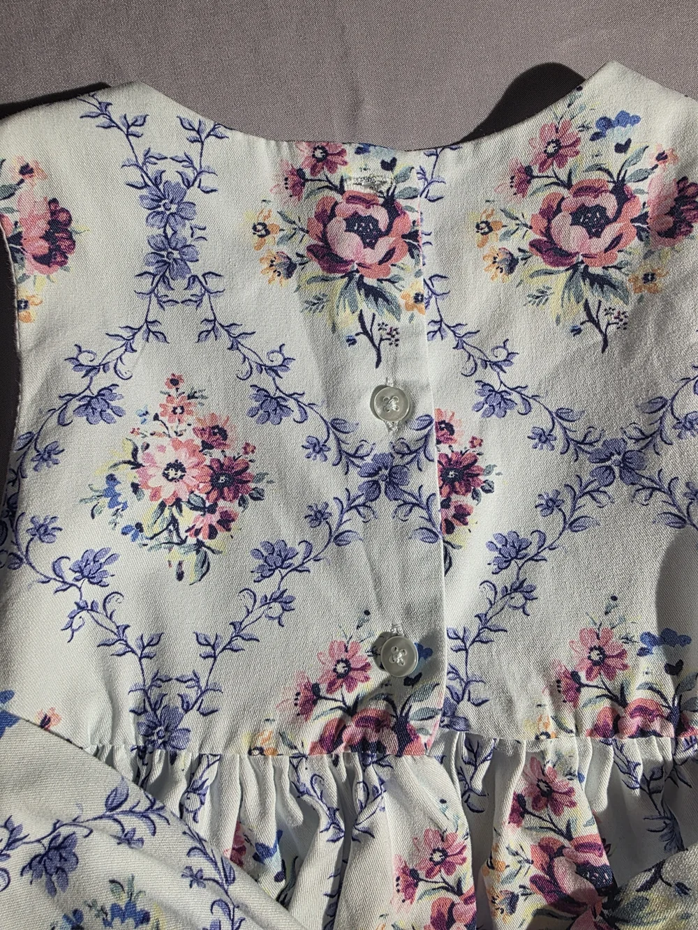 Laura Ashley White Floral Party Dress with Pink Accents